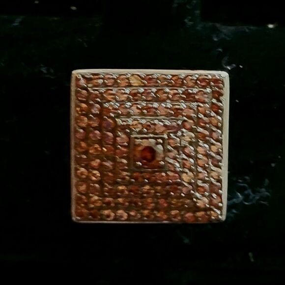 Sterling Silver Ring Pave Set With Chocolate Cubic Zirconia Cocktail Ring Sz.6 - Picture 5 of 6